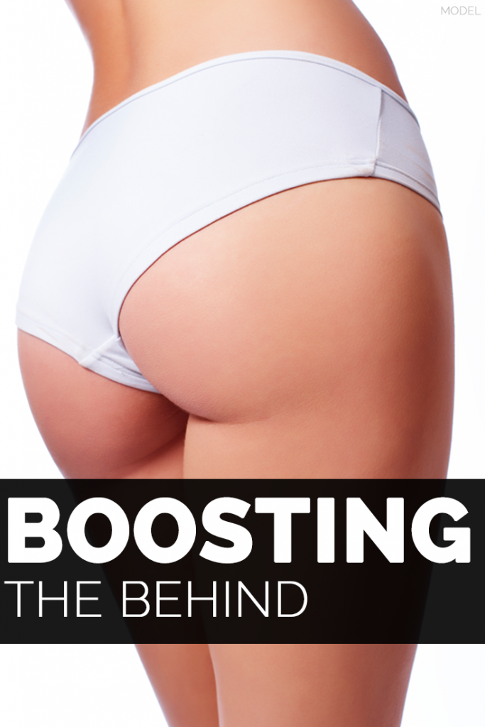 Boosting the Behind woman's shapely buttocks in white briefs