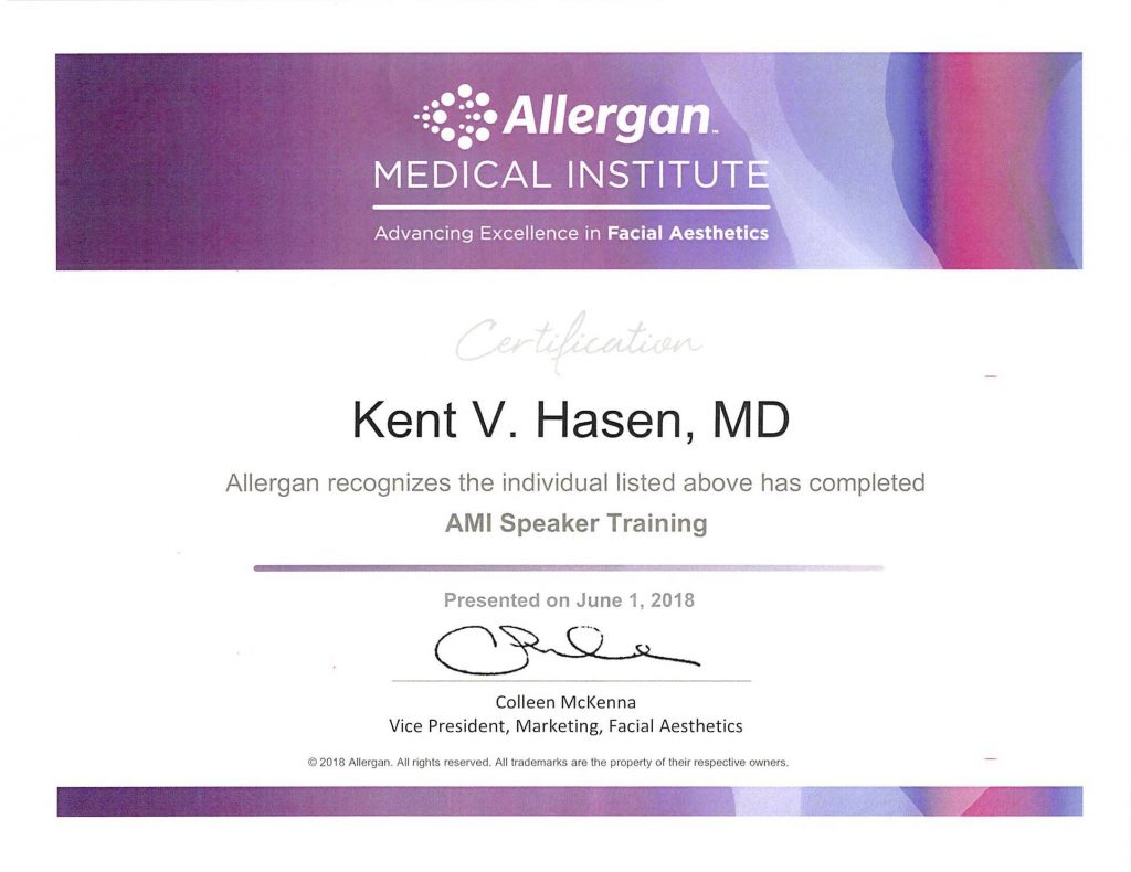 Dr. Hasen's AMI Speaker Training certificate