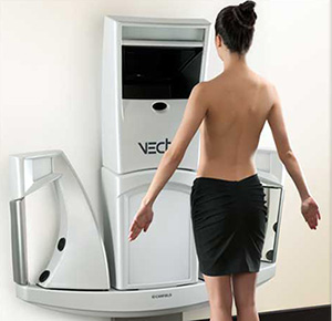 Model standing in Vectra machine