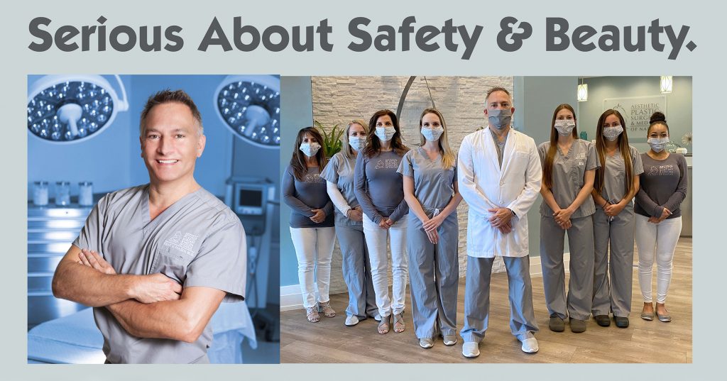Dr. Hasen and staff posing with masks