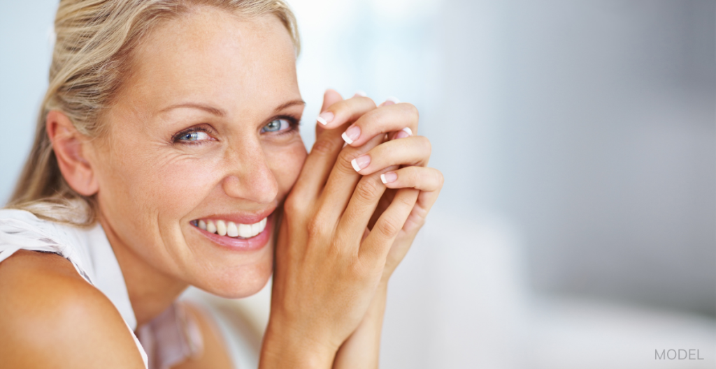 Older women smiling with clear face (model)