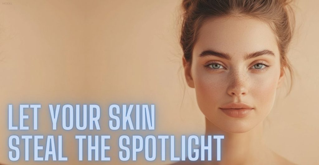 Let your skin steal the spotlight. Model image.