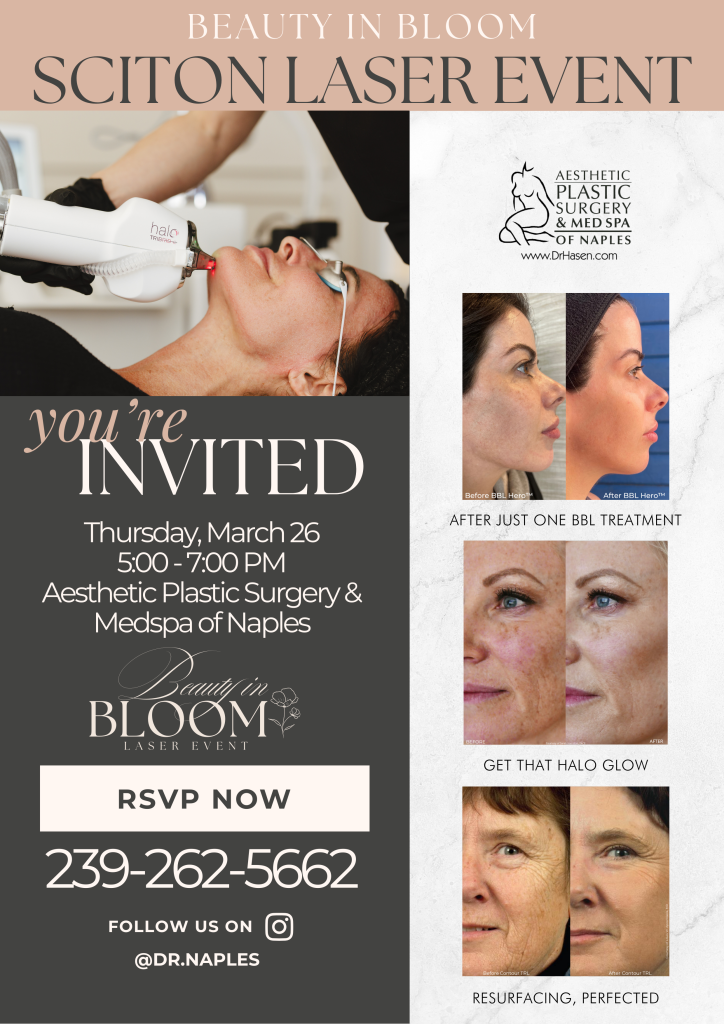 You're invited to our Beauty in Bloom Sciton Laser event on Thursday, March 26 from 5-7 PM