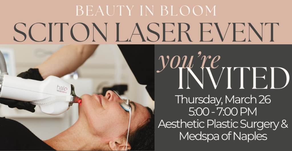 You're invited to our Beauty in Bloom Sciton Laser event on Thursday, March 26 from 5-7 PM