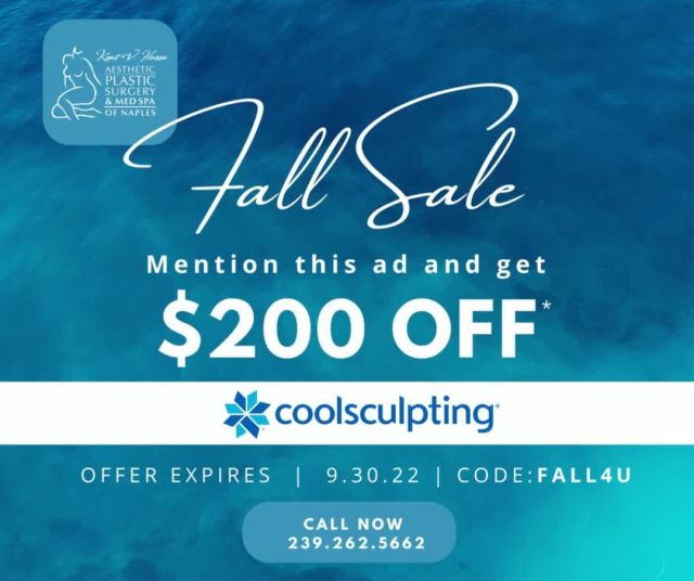Mention Ad Promo Code: 🍂🍁🧡 FALL4U 🍂🍁🧡and SAVE $200 OFF your next CoolSculpting® treatment plan* for a more toned and sculpted you. But Hurry this offer expires Sept 30, 2022. Call today 239.262.5662 to schedule appointment. 

www.drhasen.com #drnaples #coolsculpting